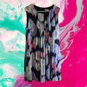 Calvin Klein XL sleeveless crew neck lined multi color flowy shift dress. Office